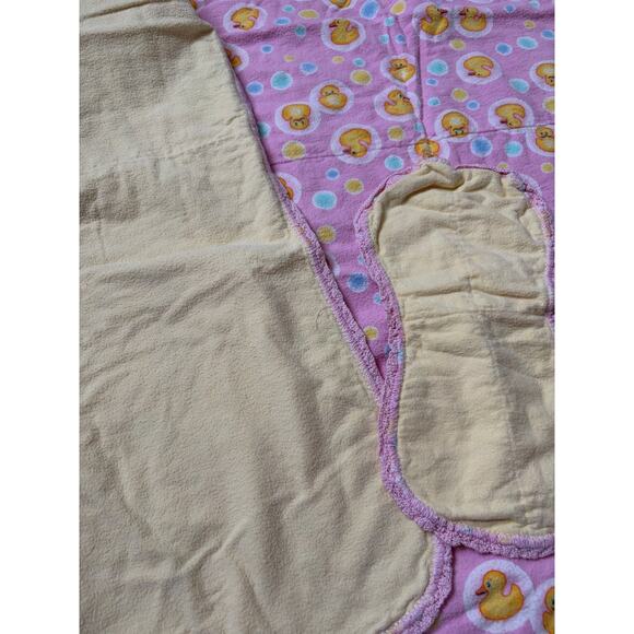 Handmade Baby Girls Pink Blanket Rubber Duckies with Matching Burp Cloth 32x34 - Picture 2 of 3